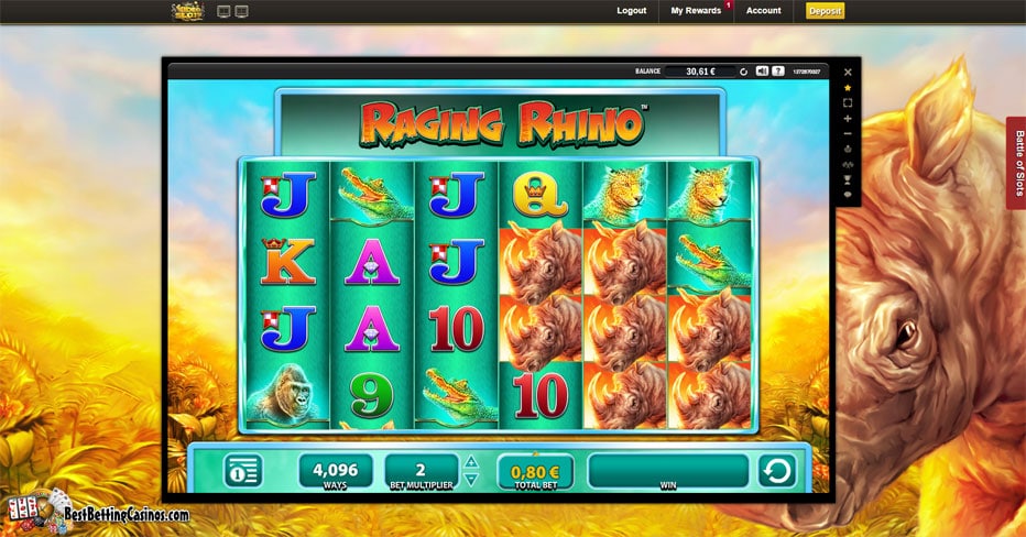 Pelaa Raging Rhino peliä Video Slots Casinolla