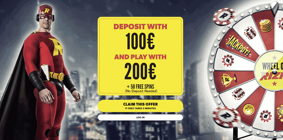 Rizk Non-Sticky Casino Bonus - Stort€100,- en krijg €200,- + 50 Spins