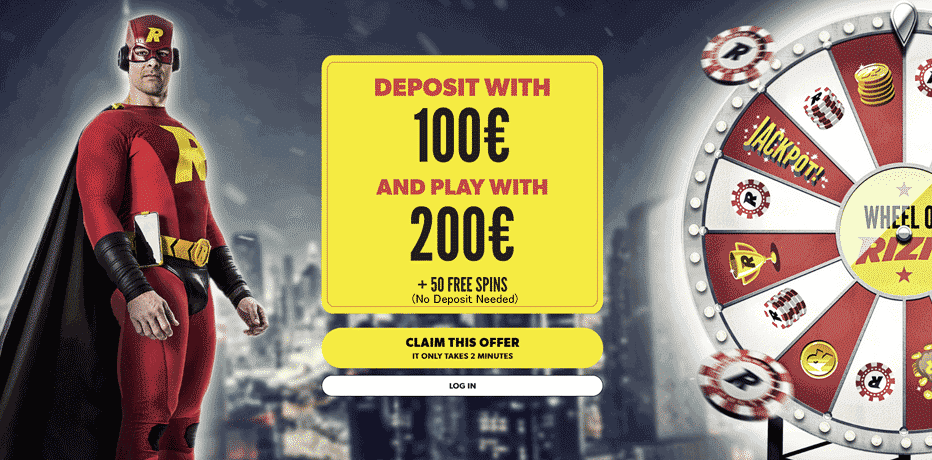 Rizk Non-Sticky Casino Bonus - Deposit €100 and get €200 + 50 Spins