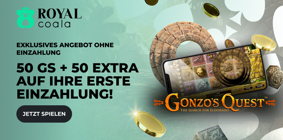 Royal Coala Bonus ohne Einzahlung – 50 Freispiele auf Gonzo’s Quest Royal Coala Bonus ohne Einzahlung – 50 Freispiele auf Gonzo’s Quest