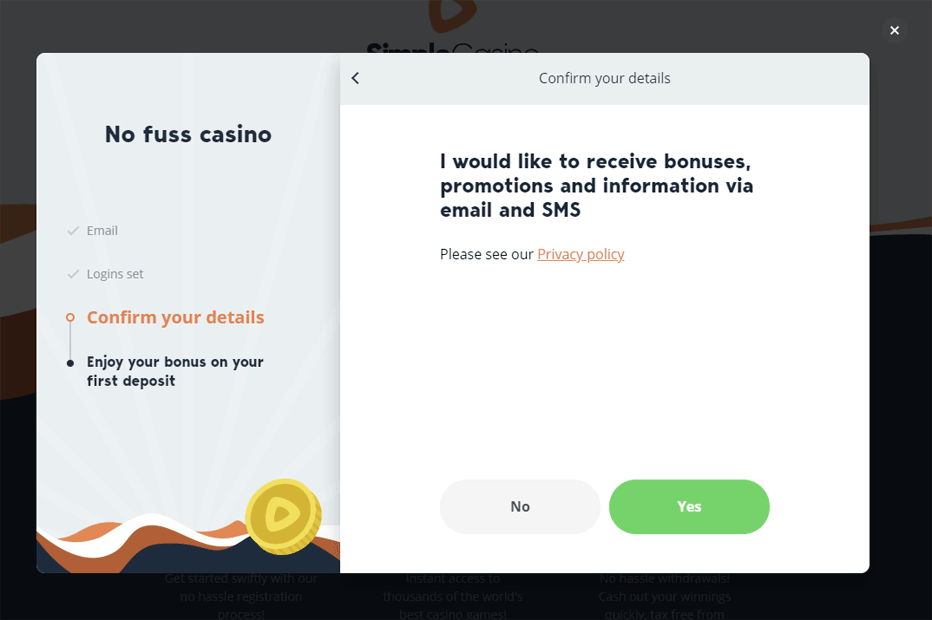 simple casino no spam or emails