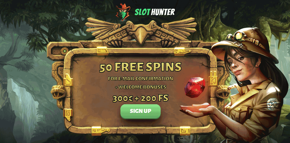 SlotHunter No Deposit Bonus - 50 Free Spins on sign up