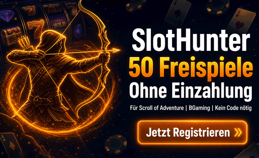 SlotHunter Casino Bonus ohne Einzahlung – 50 Freispiele bei Registrierung (No deposit)