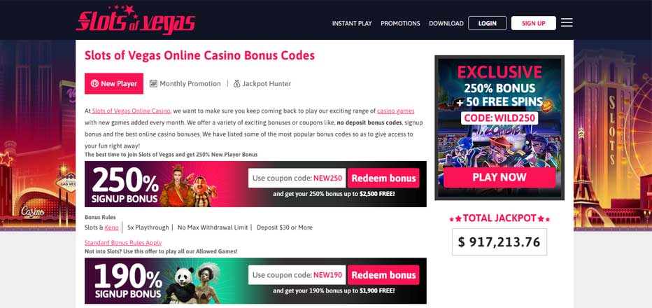 Slots of Vegas No Deposit Bonus Code 2022 – ‘’NDB25’’ for $25 Free on sign up