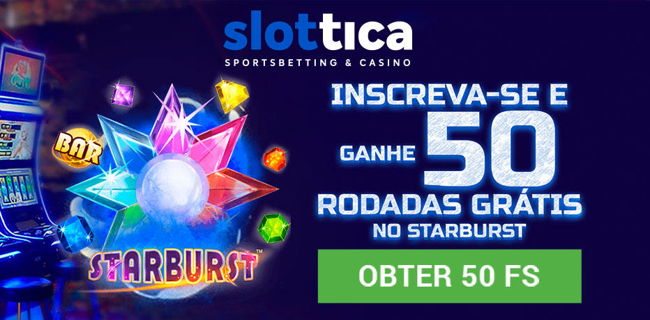 Colete 50 rodadas grátis no Starburst no Slottica Casino - Sem depósito