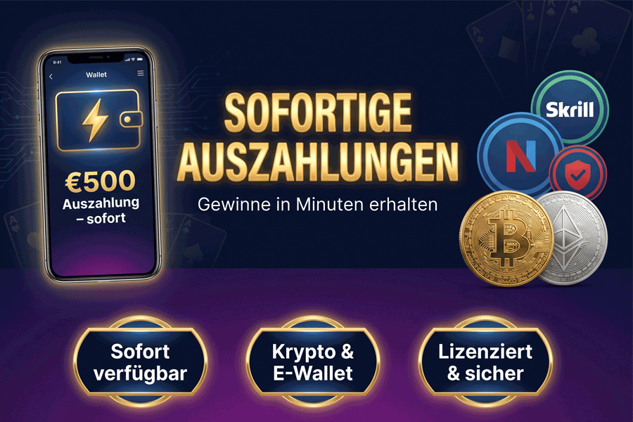 Beste Casinos mit sofortiger Auszahlung und schnellen Gewinnen im Deutschland