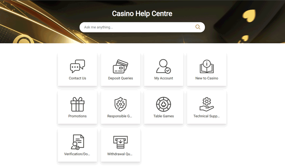 Spin Palace help centre