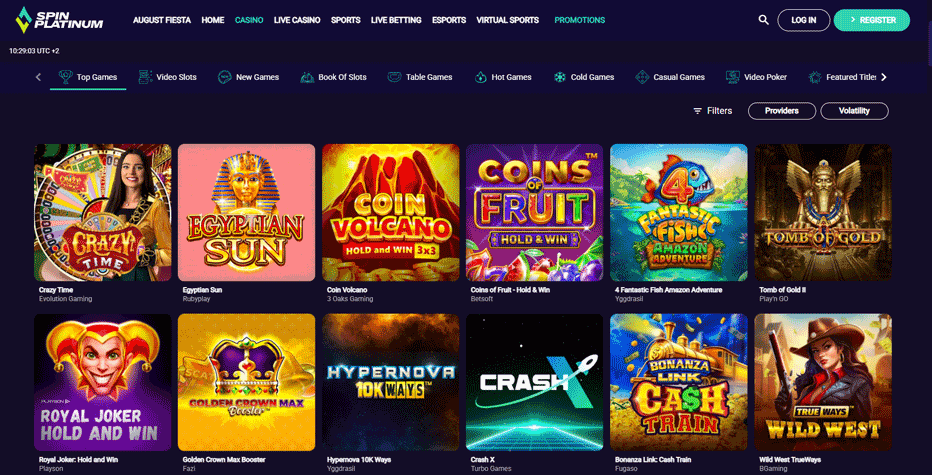 Spin Platinum casino lobby Spin Platinum casino lobby