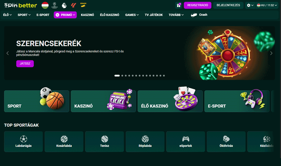 Játékok a SpinBetter Casinóban