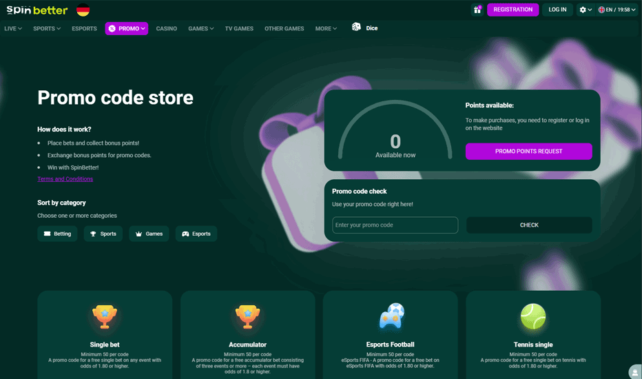 Spinbetter promo code store - claim even more rewards!