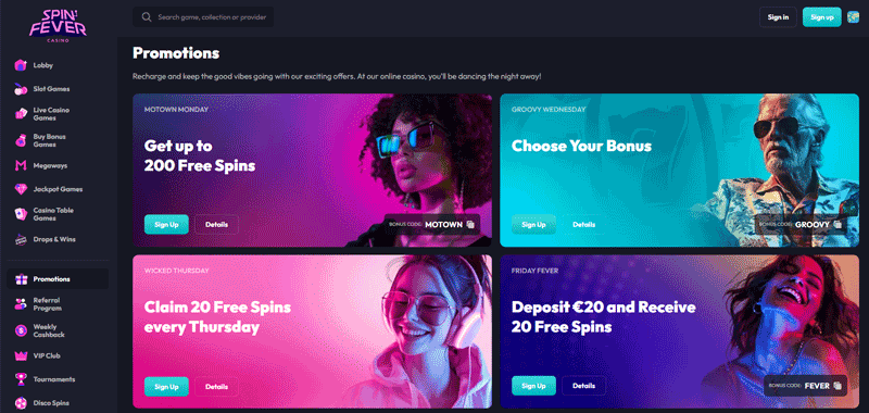 SpinFever daily offers - get a bonus every day! SpinFever daily offers - get a bonus every day!