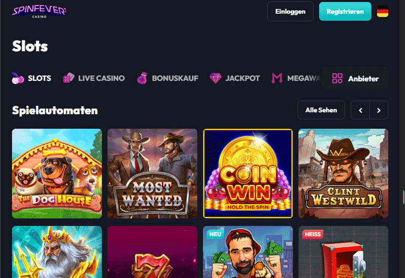 SpinFever Spieleangebot – Welche Spiele kannst du spielen?