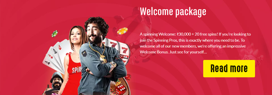 SPINiT Welcome Package India - ₹30,000 + 20 Free Spins