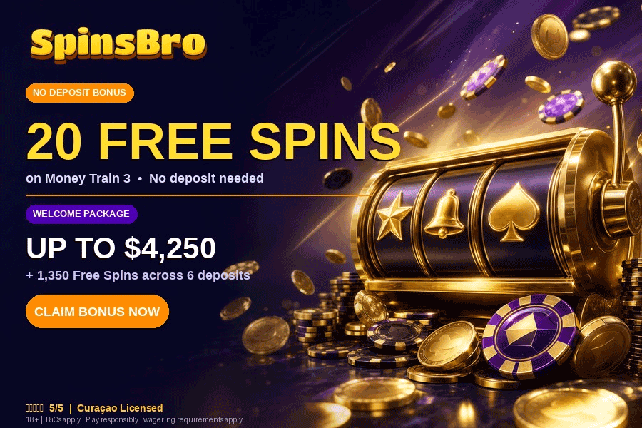 SpinsBro welcome bonus - up $4250 and 1370 free spins