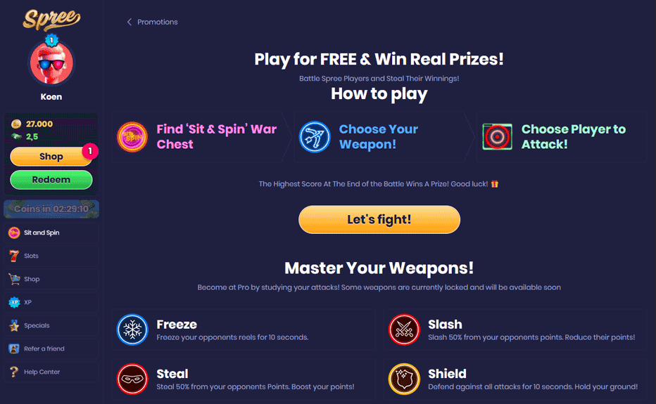 Spree casino Sit & Spin