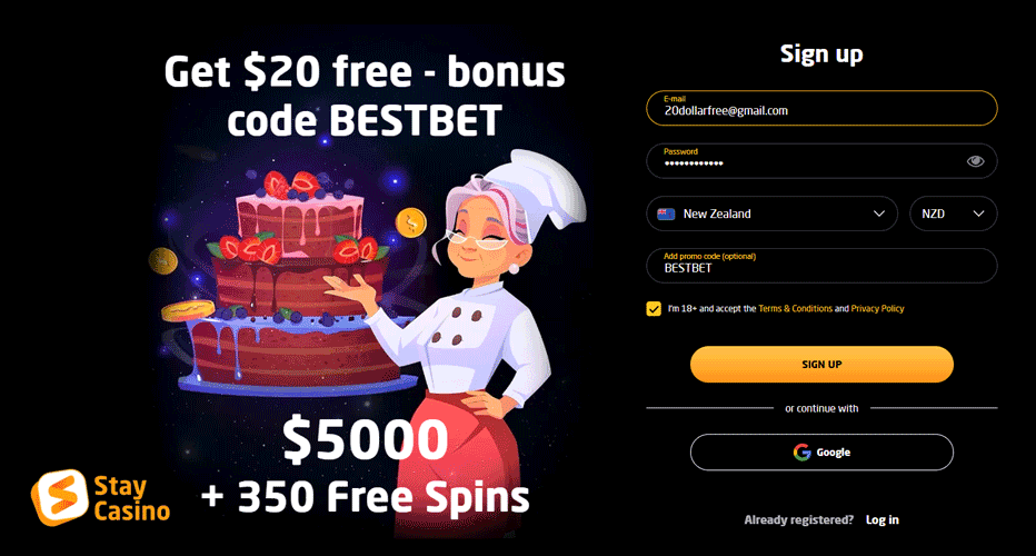 StayCasino NZ$20 free bonus - exclusive no deposit bonus code BESTBET
