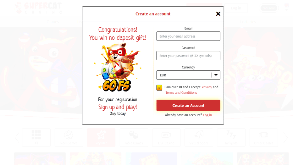 SuperCat casino free spins on registration SuperCat casino free spins on registration