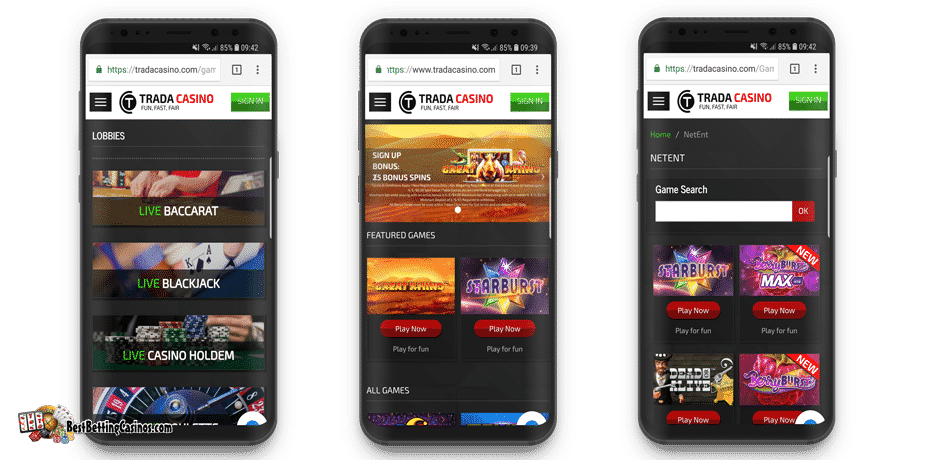 trada casino mobiilikasinobonus ja 50 ilmaiskierrosta