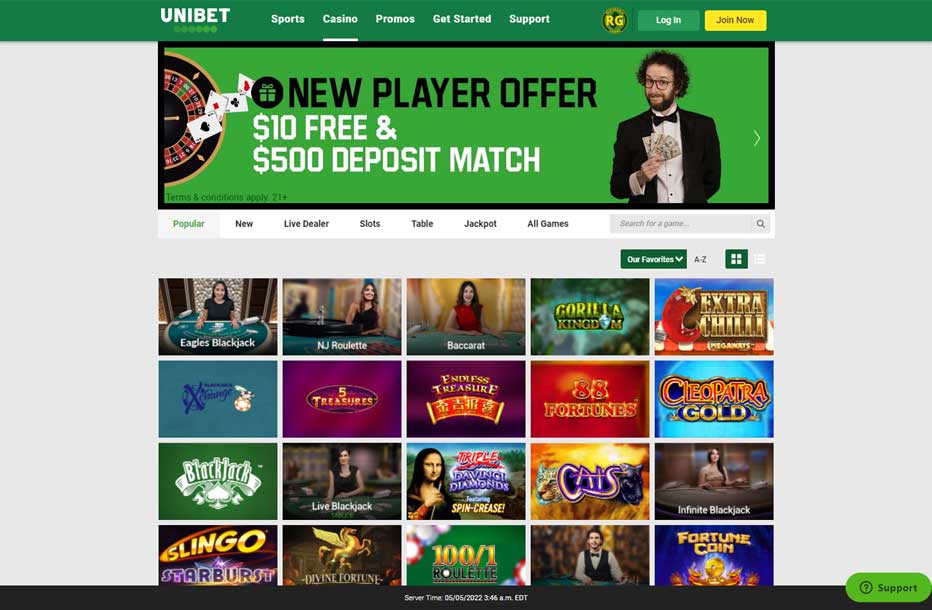 Unibet Casino Design