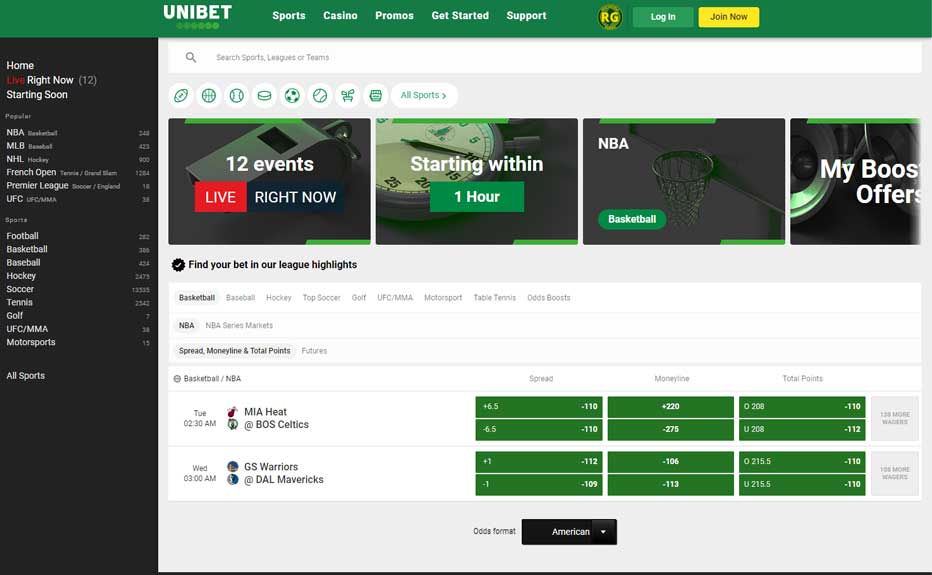 Unibet Sportsbook Design