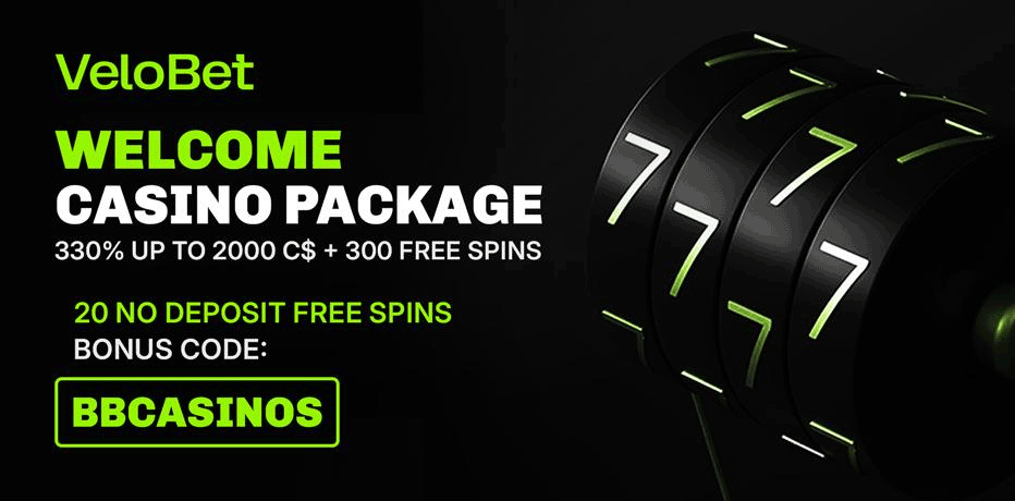 VeloBet Bonus Code Canada - for 20 free spins no deposit