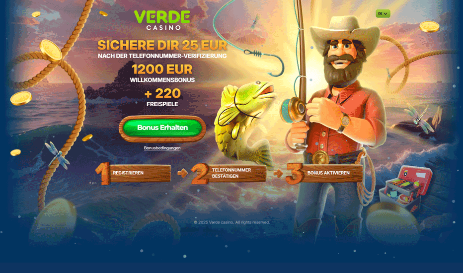 Verde Casino No Deposit Bonus: Sichern Sie 25€ gratis - ohne bonus code