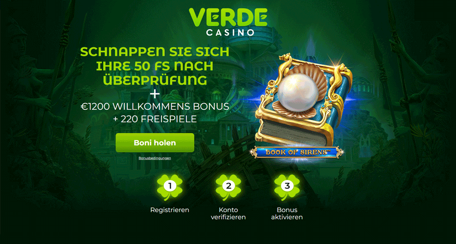 Verde Casino Bonus ohne Einzahlung – 50 Freispiele bei der Anmeldung