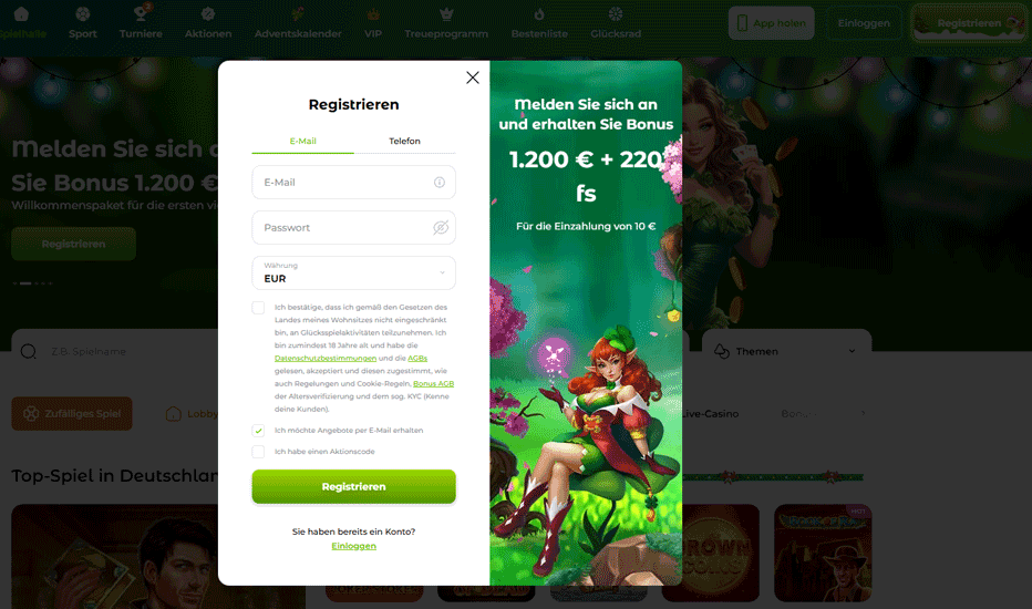 Schritt 2: Starten Sie die Registrierung