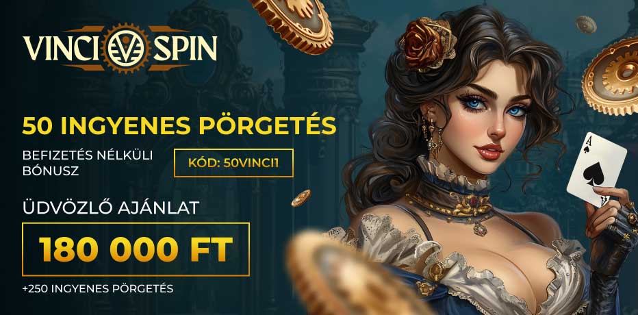 Vincispin Casino befizetés nélküli bónuszkód 50 ingyen pörgetés regisztrációért