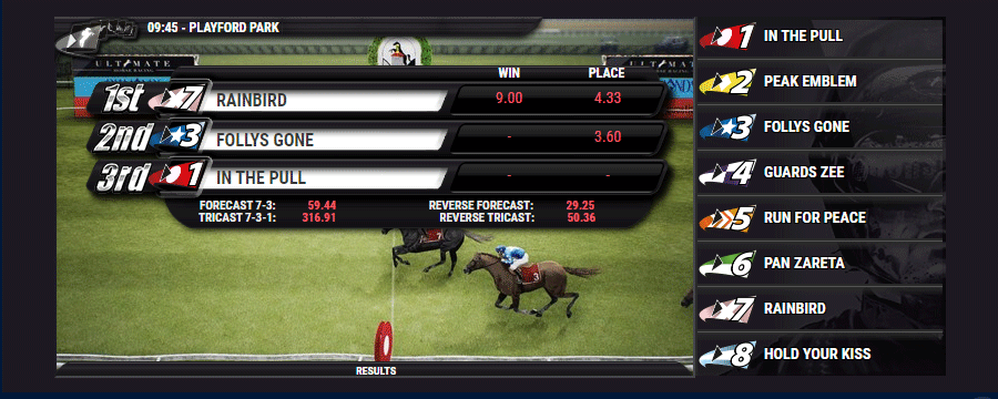 Virtual Horse Racing results