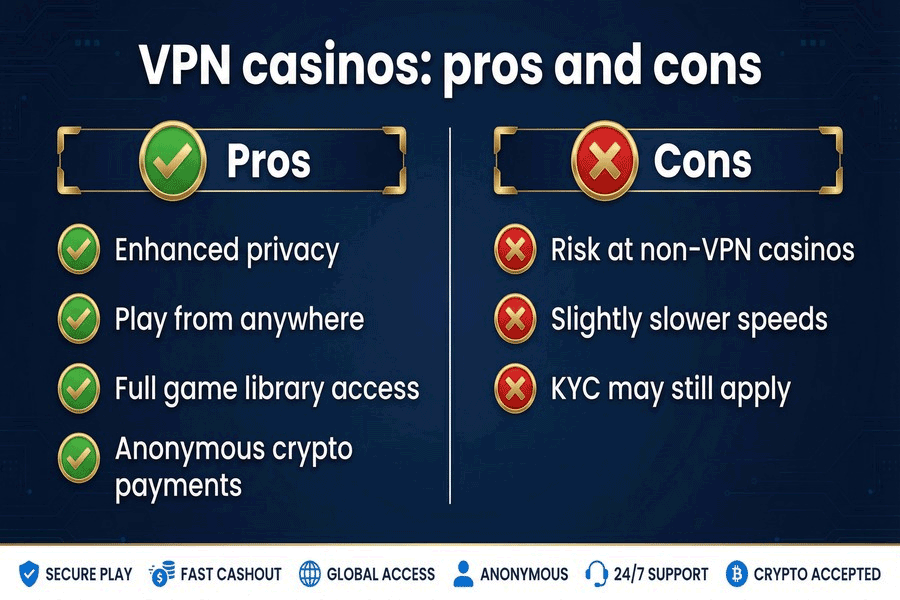 The pros and cons of using a VPN at online casinos The pros and cons of using a VPN at online casinos