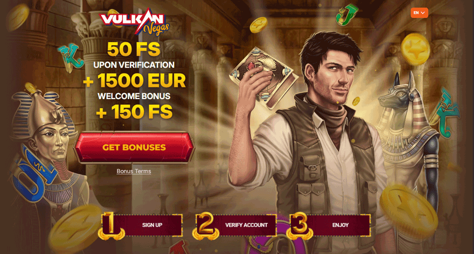 Vulkan Vegas Bonus ohne Einzahlung – 50 Freispiele auf Book of Dead