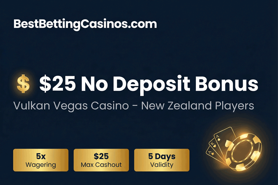 Vulkan Vegas $25 no deposit bonus – available for players from New Zealand