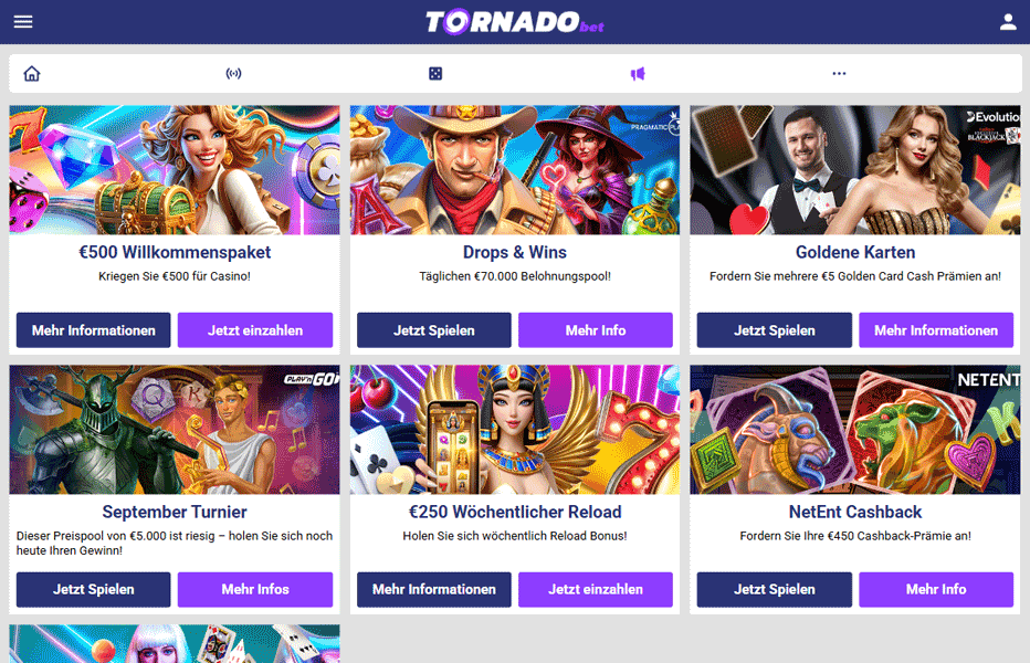 Weitere Promotionen bei Tornadobet Deutschland