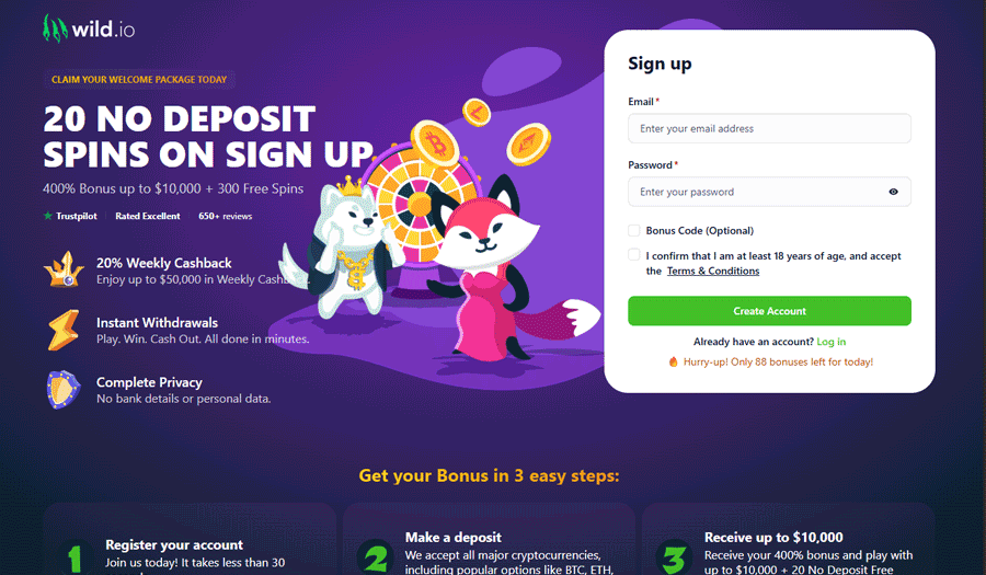 Wild.io Casino no deposit bonus – 20 free spins on registration Wild.io Casino no deposit bonus – 20 free spins on registration