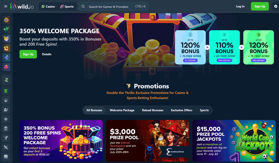 Wild.io Casino welcome package – up to 350% bonus + 200 free spins Wild.io Casino welcome package – up to 350% bonus + 200 free spins
