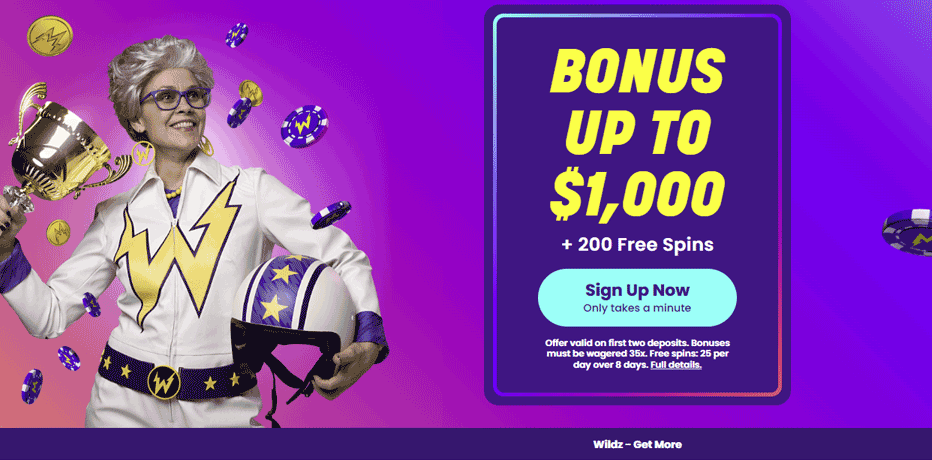 Wildz Casino Bonus Review - $1.000 Bonus + 200 Free Spins