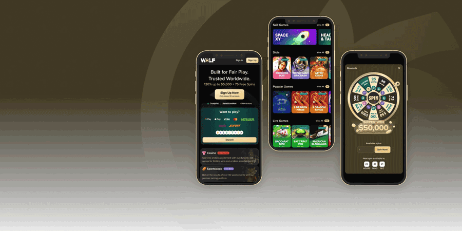 Mobile gaming experience at Wolf.io Casino