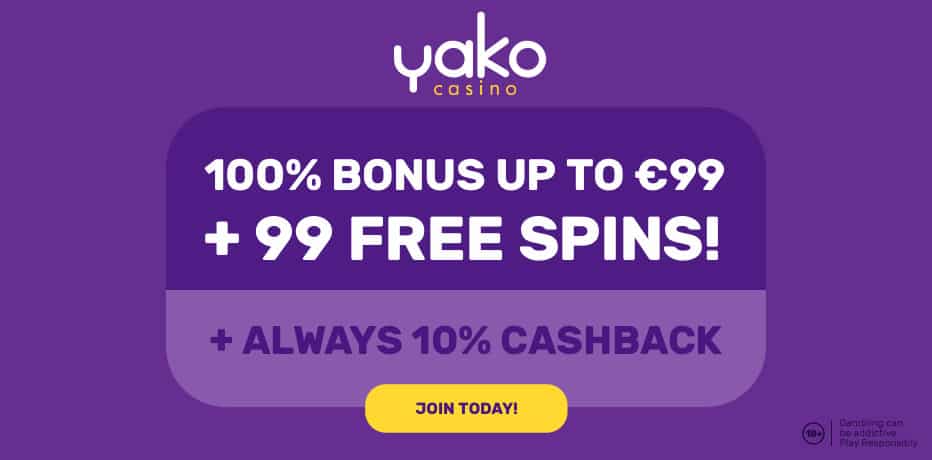 Yako Bonus - 99 Free Spins Book of Dead + 100% Bonus