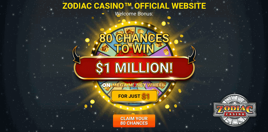 Zodiac Casino Canada - $1 Deposit Bonus - Get 80 Free Spins for just $1